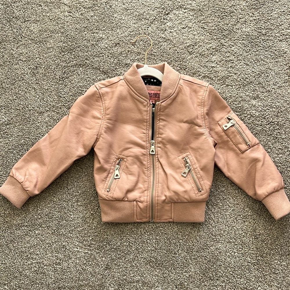 NWT Faux Leather Bomber Jacket Size 3T Pink
